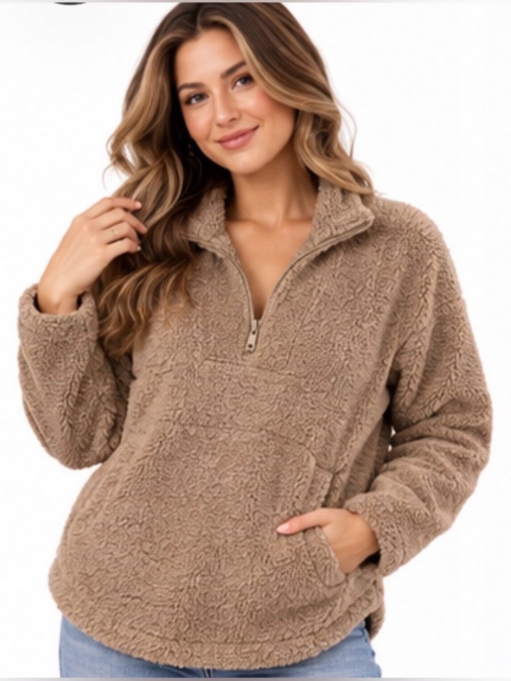 KOOLABURRA BY UGG Brushed Back Sherpa Quarter-Zip Pullover – Sz Small